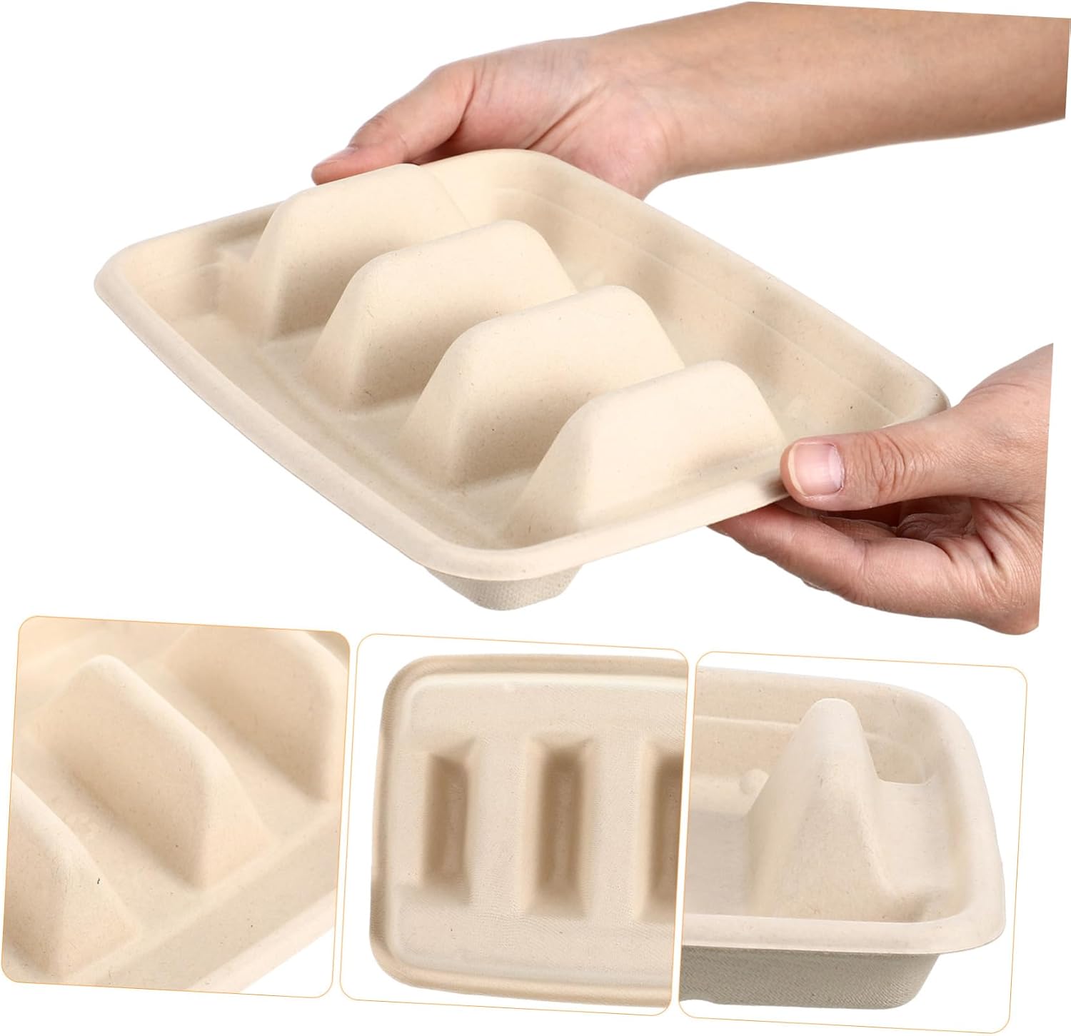 50pcs Disposable Taco Plates with Dividers Sturdy Non-slip Taco Holders for Parties Weddings and Events Convenient Snack Serving Trays for and Dips