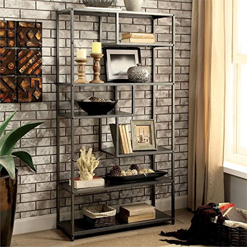Furniture Of America Zin Industrial Metal 6-Shelf Bookcase In Powder Coated Gray #TOP20