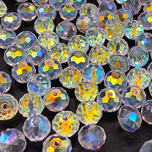 Dowarm 10Mm Crystal Glass Beads For Jewelry Making, Briolette Rondelle Crystal Beads For Crafts Wind Chimes Suncatchers, Briolette Glass Beads (Crystal Ab, 10Mm, 100Pcs) #TOP3