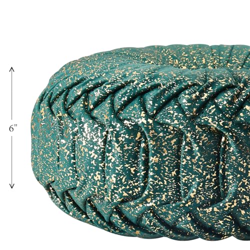 Image of EUCIOR Round Throw Pillows,Christmas Pillows,Green and Gold Throw Pillows,Pumpkin Pleated Handmade Velvet Decorative Pillow for Sofa Bedroom Livingroom