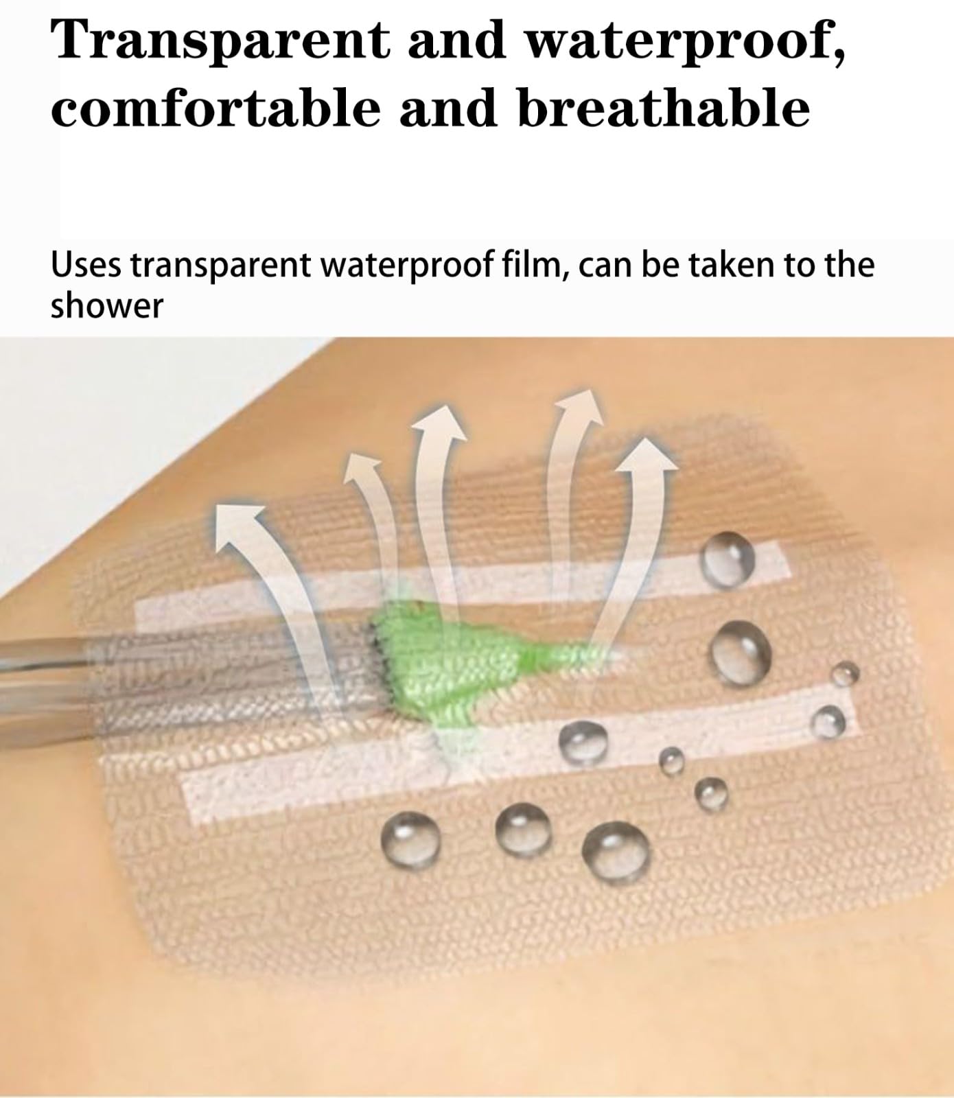 Apósito Estéril Transparente, IV3000 Parche De Venoso PICC A Prueba De Agua,Cinta Médica para Vendaje De Heridas,Parches para La Piel,Vendaje De Fijación Elástica,10X12cm