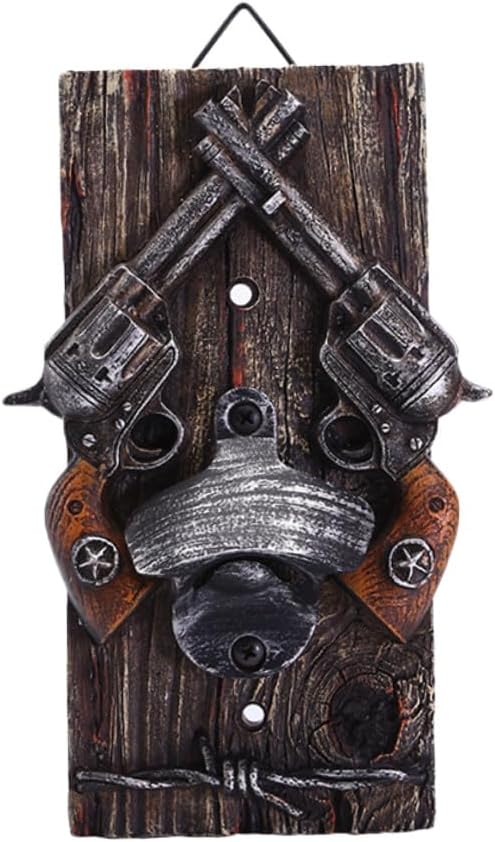 PRETYZOOM Resin Beer Bottle Opener Hanging Wall Mount Retro Bar Beer Opener Creative for Home and Bar Use with Cap Catcher