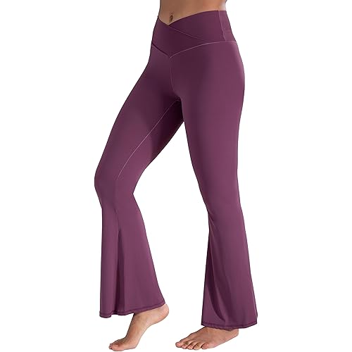 Sunzel Flare Leggings, Crossover Yoga Pants with Tummy Control, High-Waisted and Wide Leg