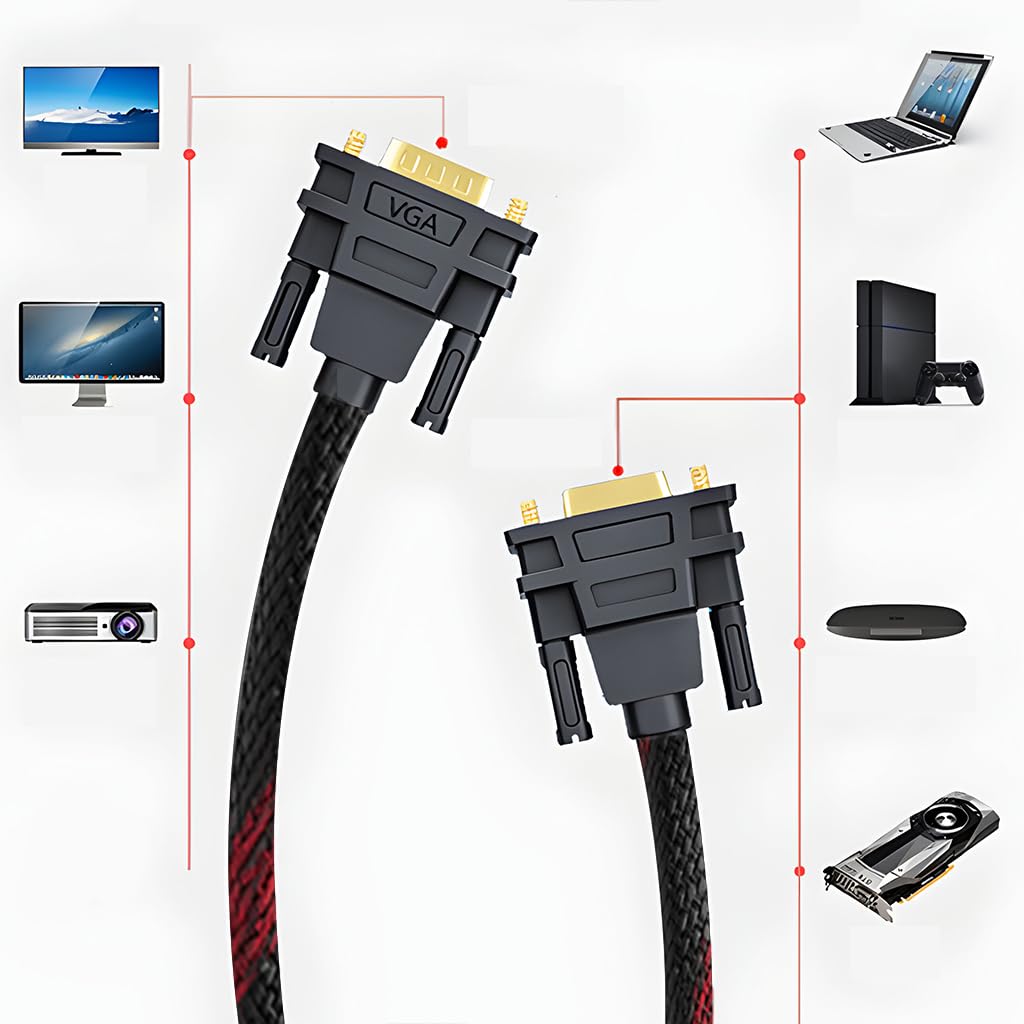 Retoo Cavo DVI-I a VGA 24+5 Dual Link, Lunghezza 1,5m, Interfaccia Maschio-Femmina, Connettori Placcati Oro, Ideale per Monitor CRT, Laptop, PC, Segnale FHD