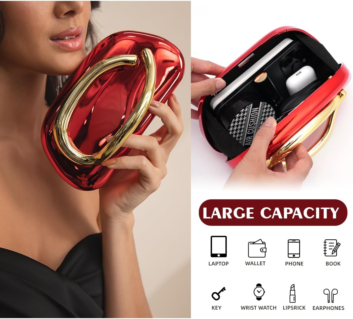 PHILOMENA Evening Clutch Purses Women Acrylic Handbags Metal Handlebars Shoulder Crossbody Bag Wedding Party Casual - Image 3