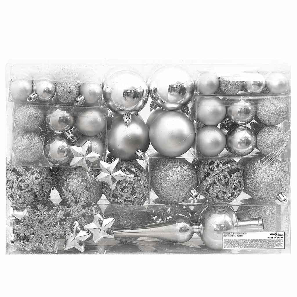 Décorations de Noël argentées : grand kit de 111 boules pour illuminer vos réveillons