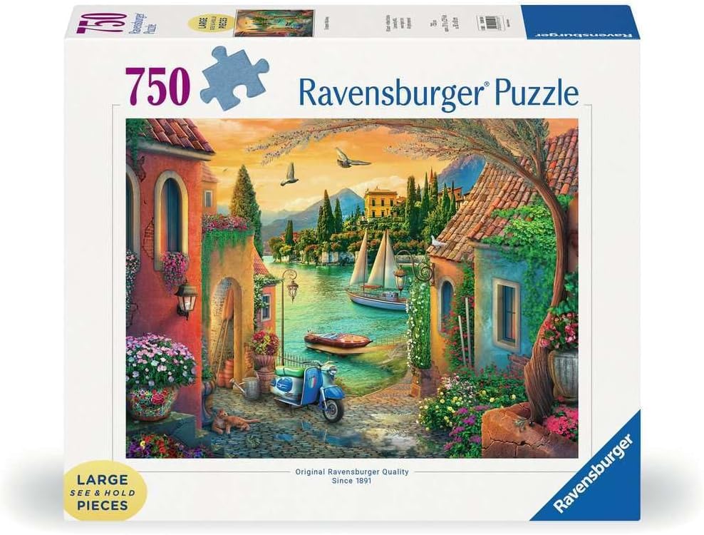 Ravensburger European Villa Views 750 Piece Large Format Puzzle | Iconic Lake Como Scenery by Eduard | Perfect for Leisurely Puzzling