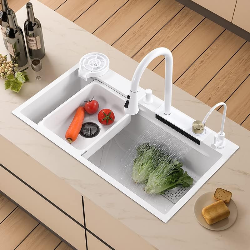 Évier de cuisine durable en acier inoxydable 304 au design blanc moderne