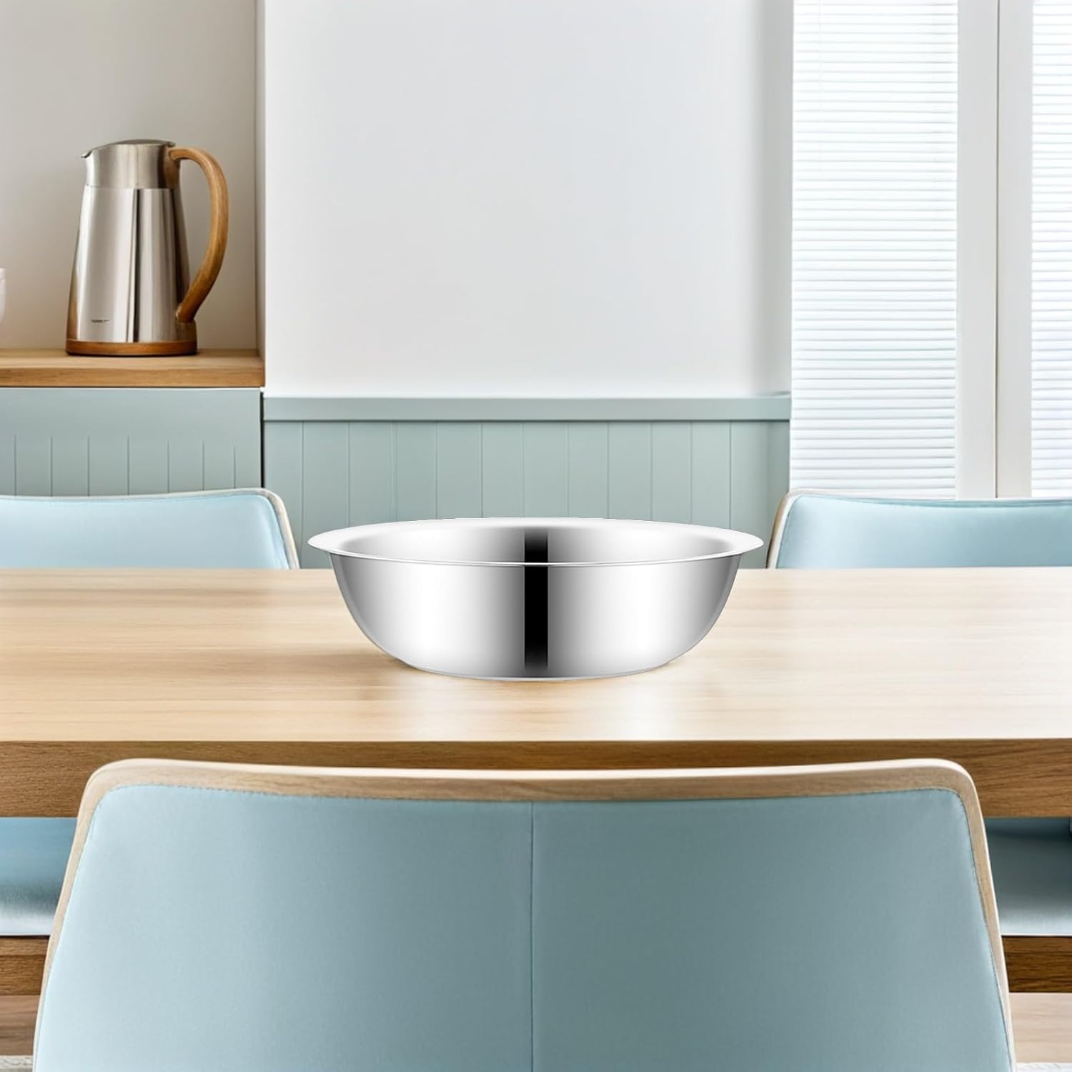 Stainless Steel Basin 36Cm Diameter Thickened Metal Mixing Bowl Large Kitchen Vegetable Washing Tub Multi-Use Food Storage Basin for Home Cooking