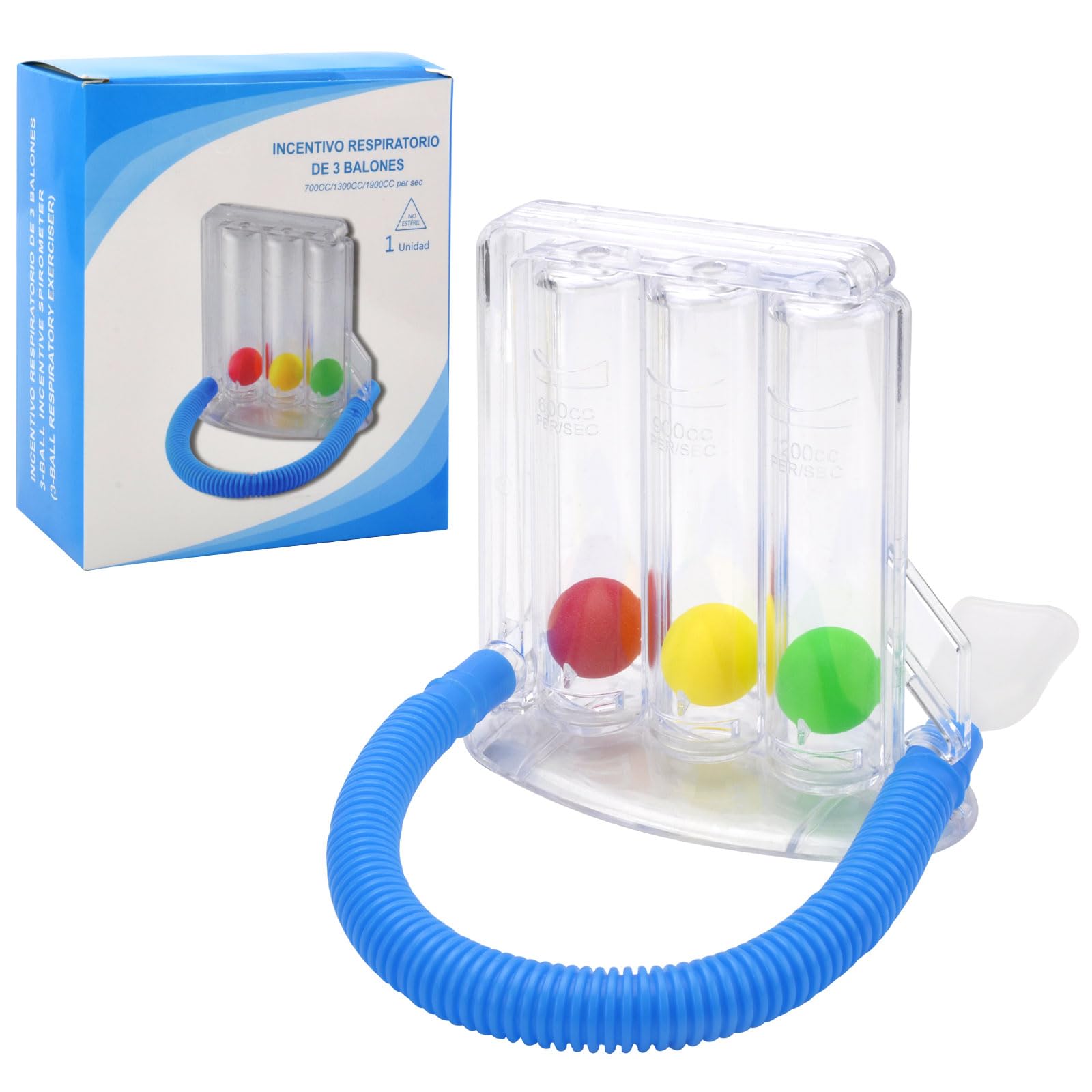 Sistema de entrenamiento de respiración de 3 cámaras, dispositivo de ejercicio respiratorio para función pulmonar y terapia del habla, entrenador de respiración para terapia del habla