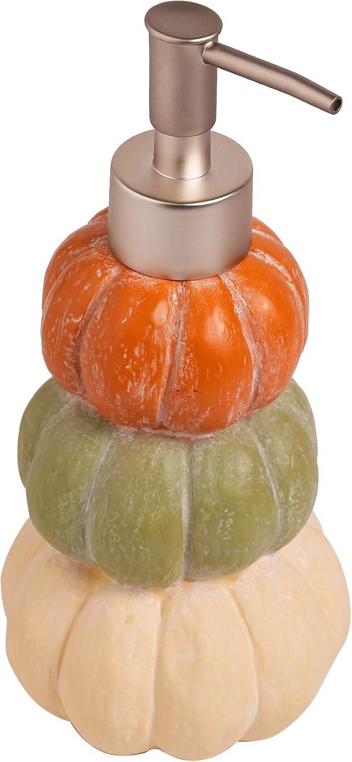 Fall Stacked Pumpkins Hand Soap Lotion Liquid Dispenser Bathroom