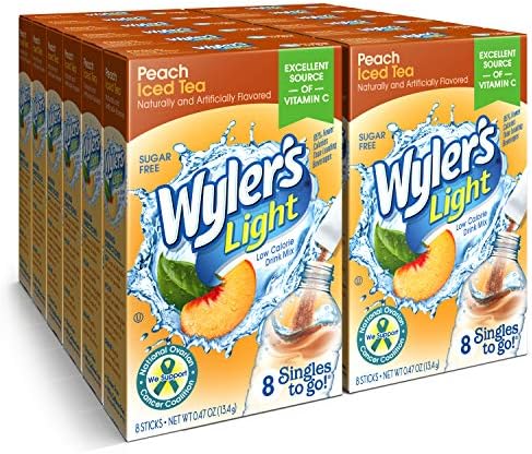 Wyler's Light Singles To Go Water Drink Mix, Peach Iced Tea, 96 Packets