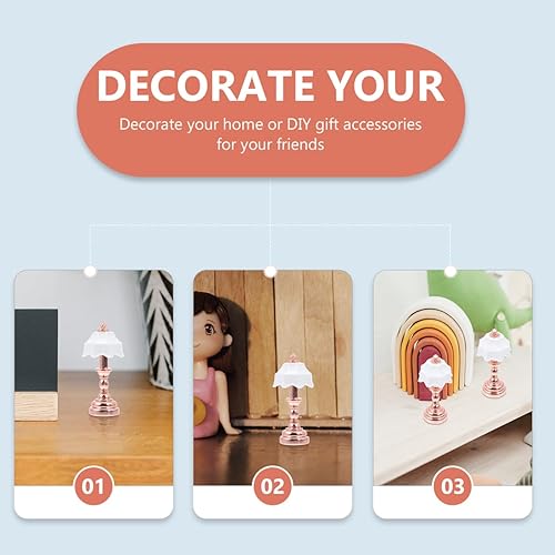 Miniatura 3 de Lámpara de mesa en miniatura Mini lámpara de noche de luz Jardín Ollas Decoración para muñecas Casa Muebles Juguete Decoración para el hogar Lámpara