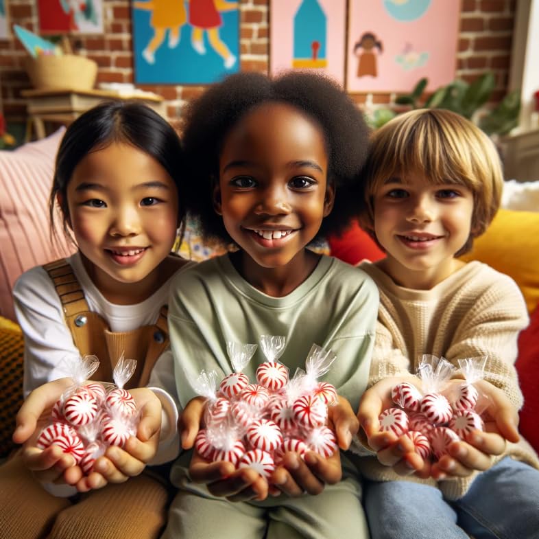 Peppermint Candy, Bulk Mints Individually Wrapped, Soft Mints, Soft Peppermint Puffs - Discover freshness in 5 lbs, about 450 units, all individually wrapped.