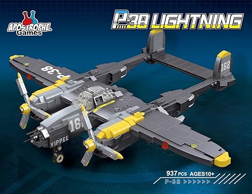 Miniatura 7 de P-38 - Juego de bloques de construcción de aviones Lightning - 937 piezas - Juego de juguetes de construcción de aviones de combate de la fuerza