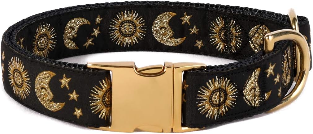 waaag Pet, Moons Stars Suns Dog Collar Cat Collar, Multiple Designs Crescent Celestial Dog Cat Collar Leash Harness Medium (Pack of 1)