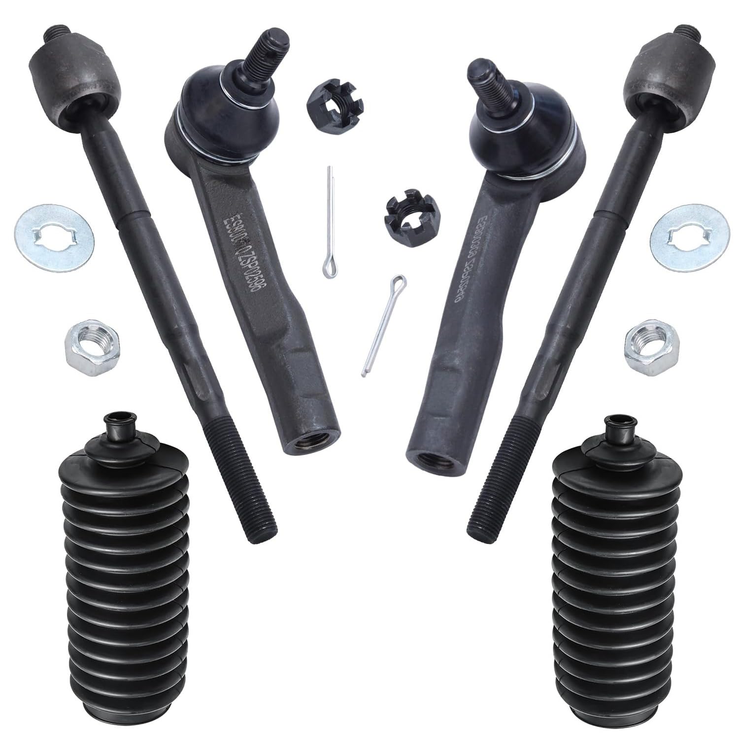 Detroit AxleFront 6pc Tie Rods Kit for 2001-2005 Lexus IS300, 4 Suspension Outer & Inner Tie Rod Ends 2 Boots 2002 2003 2004 Replacement