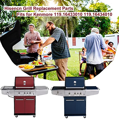 Hisencn Grill Replacement Kits For Kenmore 119.16433010 119.16434010 119.16240 119.162300 119.162310 Gas Grill Models, Stainless Steel Burners, Heat Plate, Heat Shield, Heat Tent, Burner Cover #TOP1