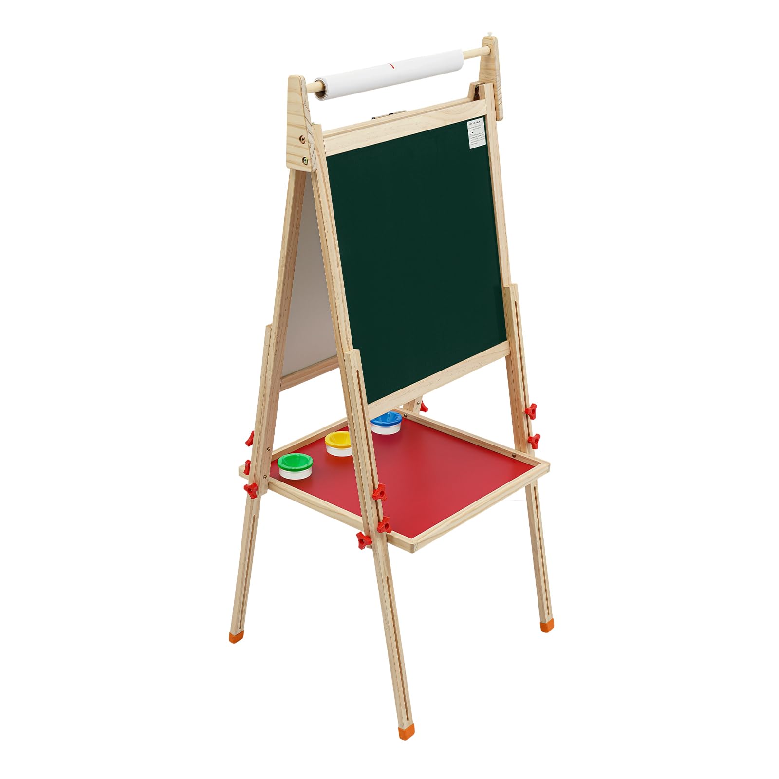 Cavalletto regolabile da 44,5 x 44,5 cm, dimensioni lavagna, cavalletto in piedi con righello, 1 scatola, gessetti, 3 pennarelli per lavagna bianca, 6 bottoni magnetici, 3 bicchieri per pigmenti e