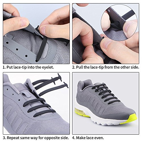 Homar KA-SLASBK1 No Tie Shoelaces For Kids And Adults Stretch Silicone Elastic No Tie Shoe Laces thumb #3