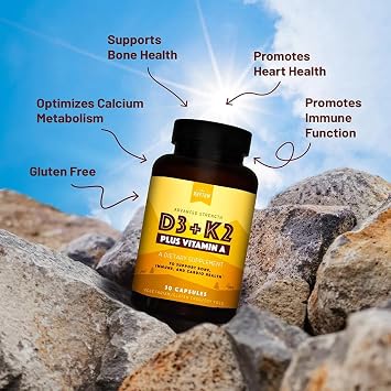 Natural Rhythm Vitamin D3 5000 IU with K2 MK-7 & Vitamin A, 30 Capsules