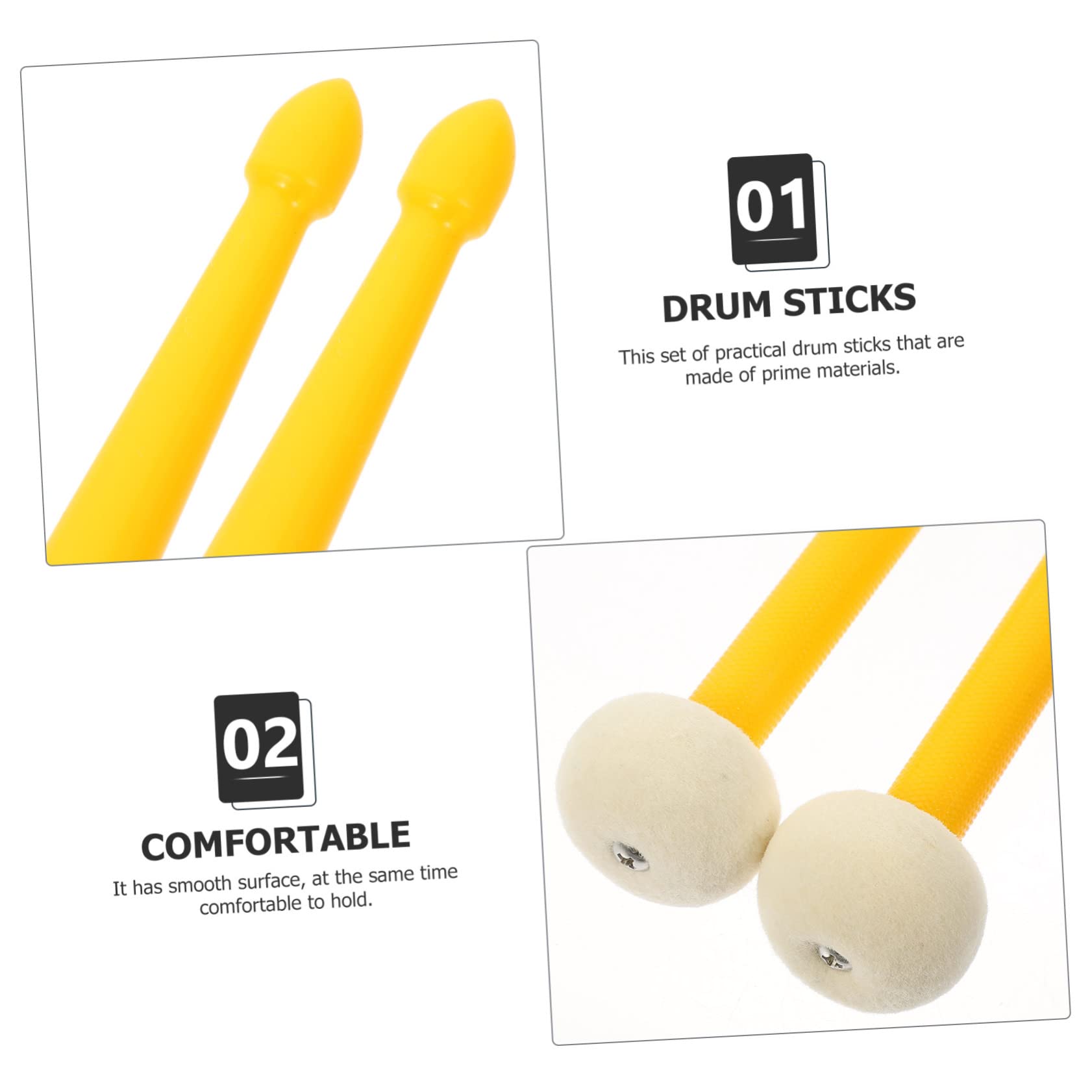 Vaguelly Baquetas de Doble Punta para Percusión, Hechas de Fieltro y Nailon, Versátiles y Cómodas para Diversos Estilos de Batería y Percusión