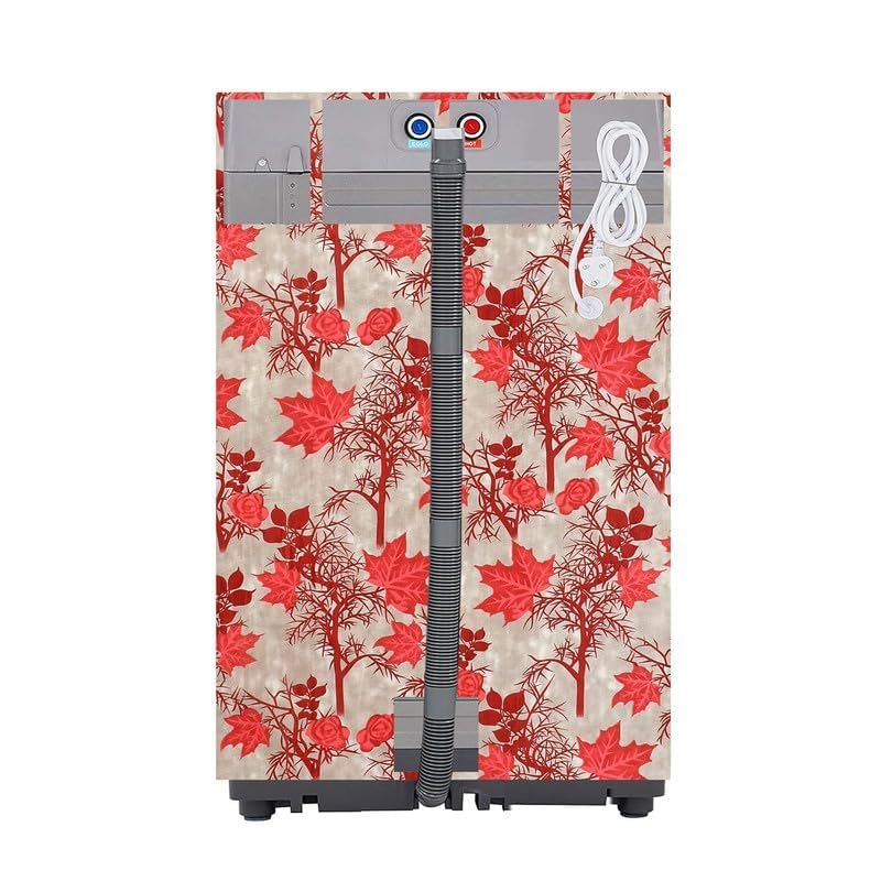 Image of WOAH Top Load Fully Autometic Washing Machine Cover Compatible With ifb samsung bosch whirlpool haier lg and All Brand Universal Size 7kg | 7.5kg | 8kg (Red tree) D