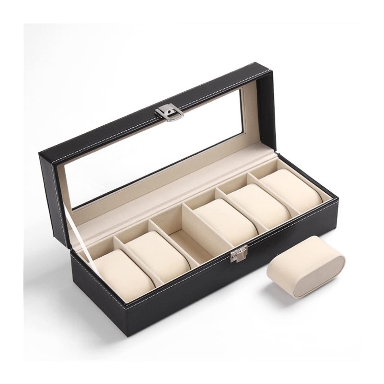 ANVLOJRIH Watch Box Multifunctional Portable Strap Organizer Hanging Double Layer Box for Storage and Display Watches Box(6 Grid)