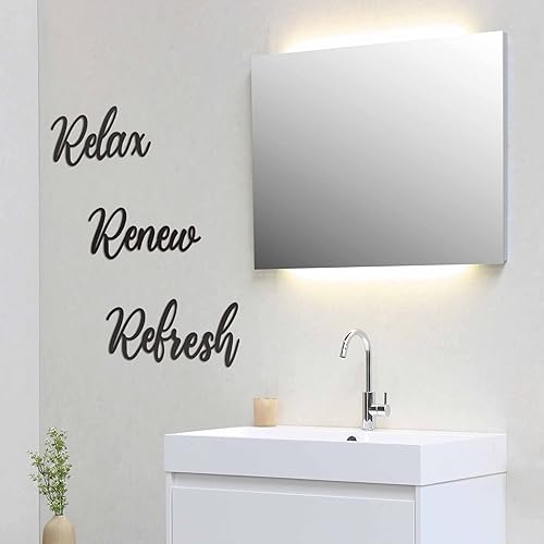 Vista 8 de Vivegate Letrero de metal para pared, 20 x 19 pulgadas, 3 unidades, color negro, moderno, hermoso, relajante, renovar, renovar, renovar, decoración