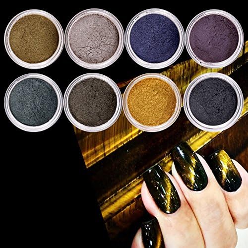 8 Pcs Cat Eyes Magnet Nail Glitter 3D Powder Magic Magnetic Nail Glitter Dust UV Gel Manicure Nail Art Pigment Cat Eye Glitter