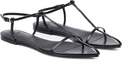 Flat Sandals for Women with Metal Buckle Ankle Strappy Ladies Fashion Slide Sandals Comfortable Summer Open Toe Women Sandals Dressy.