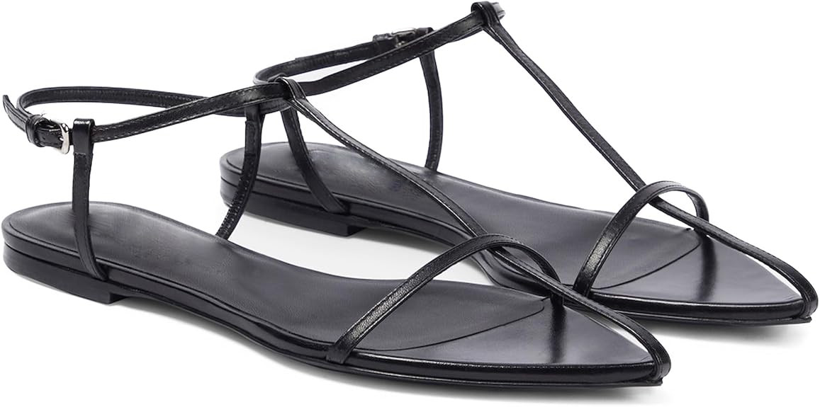 Flat Sandals for Women with Metal Buckle Ankle Strappy Ladies Fashion Slide Sandals Comfortable Summer Open Toe Women Sandals Dressy.