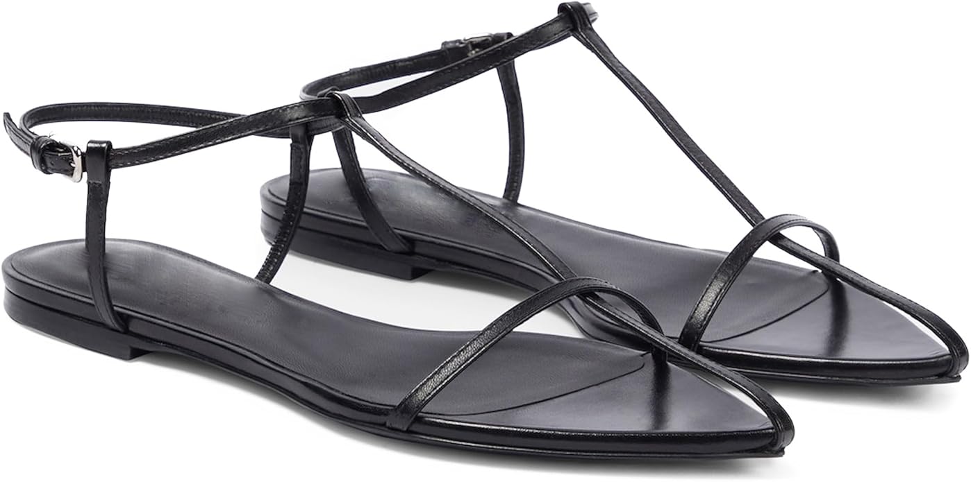 Flat Sandals for Women with Metal Buckle Ankle Strappy Ladies Fashion Slide Sandals Comfortable Summer Open Toe Women Sandals Dressy.