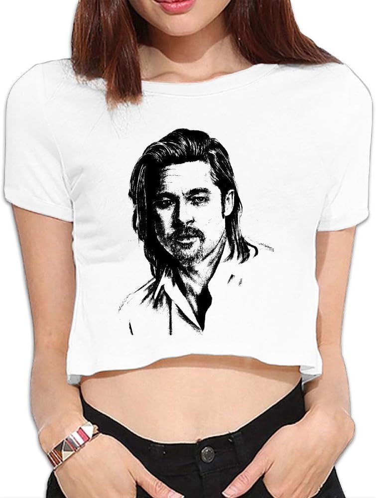 White H-Q 1970s Crop Top Brad Pitt For Adult