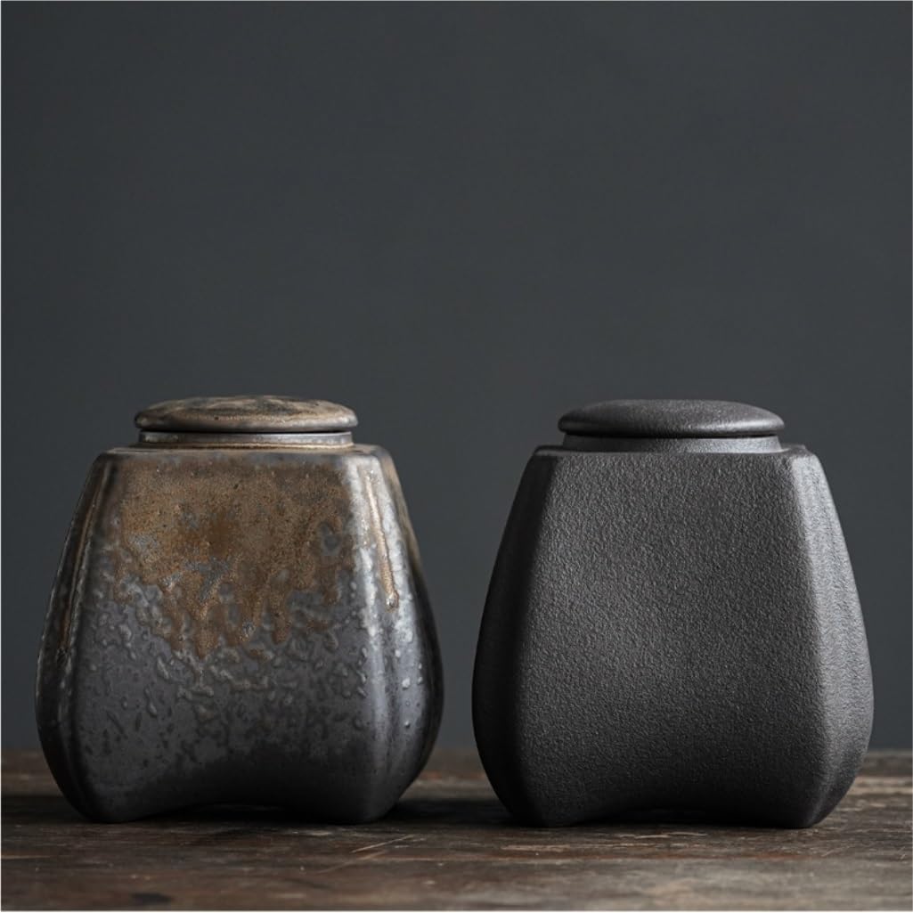 LYGSWDB Teedose, Steinzeug, Vorratsdose für große Teemengen, versiegeltes Glas für den Haushalt, Teedose, leeres Glas, Retro-Haushalts-Medium-Teedose, Vorratsdose, Teedose (B, M)