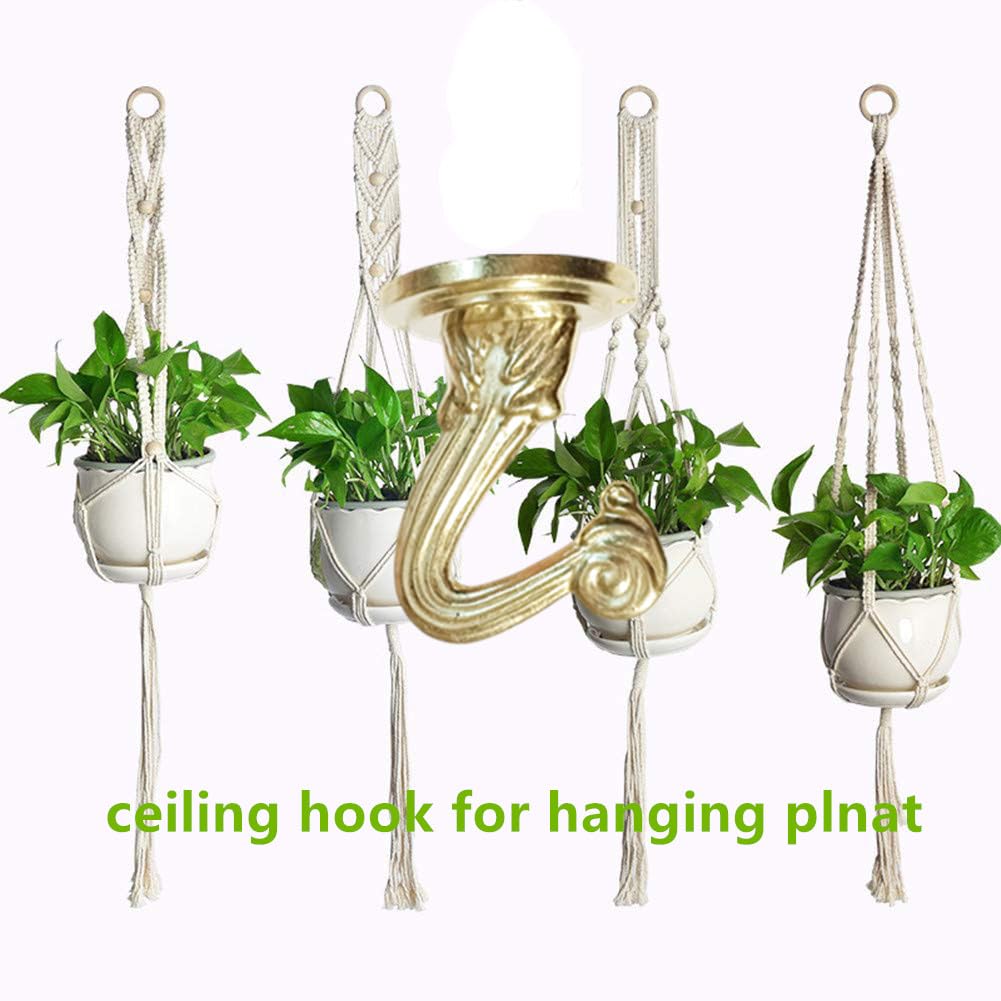 LIFEUNITE 6 Sets White Ceiling Hooks for Hanging Plant, Heavy Duty Swag Toggle Hooks with Hardware (Gold)