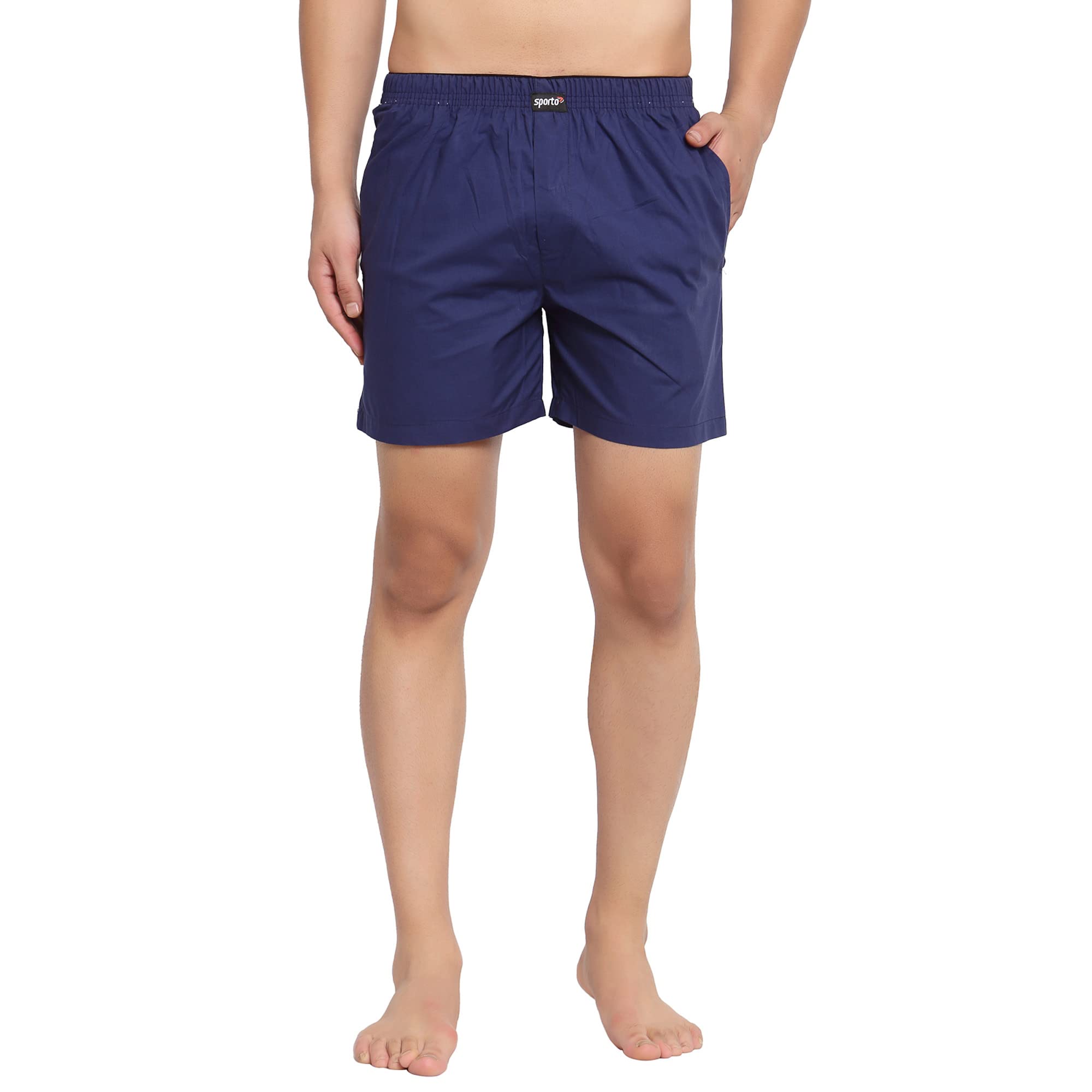 sporto Men's Boxer Shorts - Solid | Super-Soft, Comfortable, Durable & Stylish | Woven Fabric | Mercerised 100% Cotton Compostion | Zipper Side Pockets | Inner Elastic Waistband | Mid Rise-picture-25