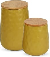 Vista 17 de DII Kitchen Accessories Collection, juego de recipientes de cerámica mate texturizados, color blanco antiguo, color vid, 3 piezas