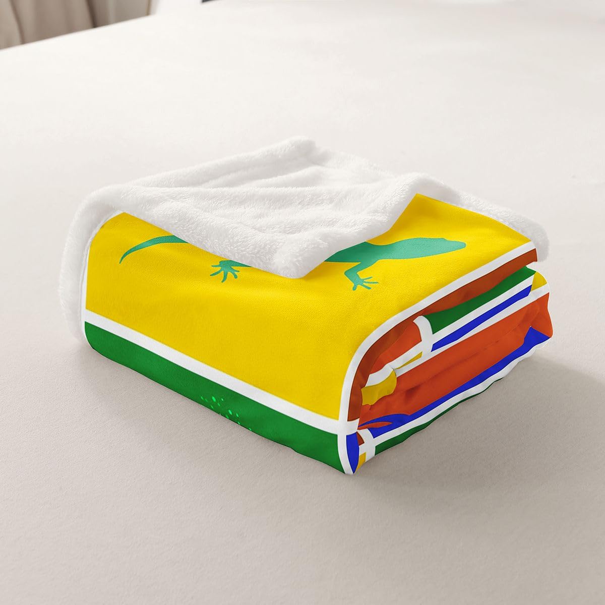 Homewish Gekonowy koc polarowy, egzotyczny, ciepły, pluszowy, sherpa, pop-art, mandala, jaszczurka, kolorowy, puszysty, pluszowy, patchworkowy, retro, boho, kwiat do salonu, sypialni, biura