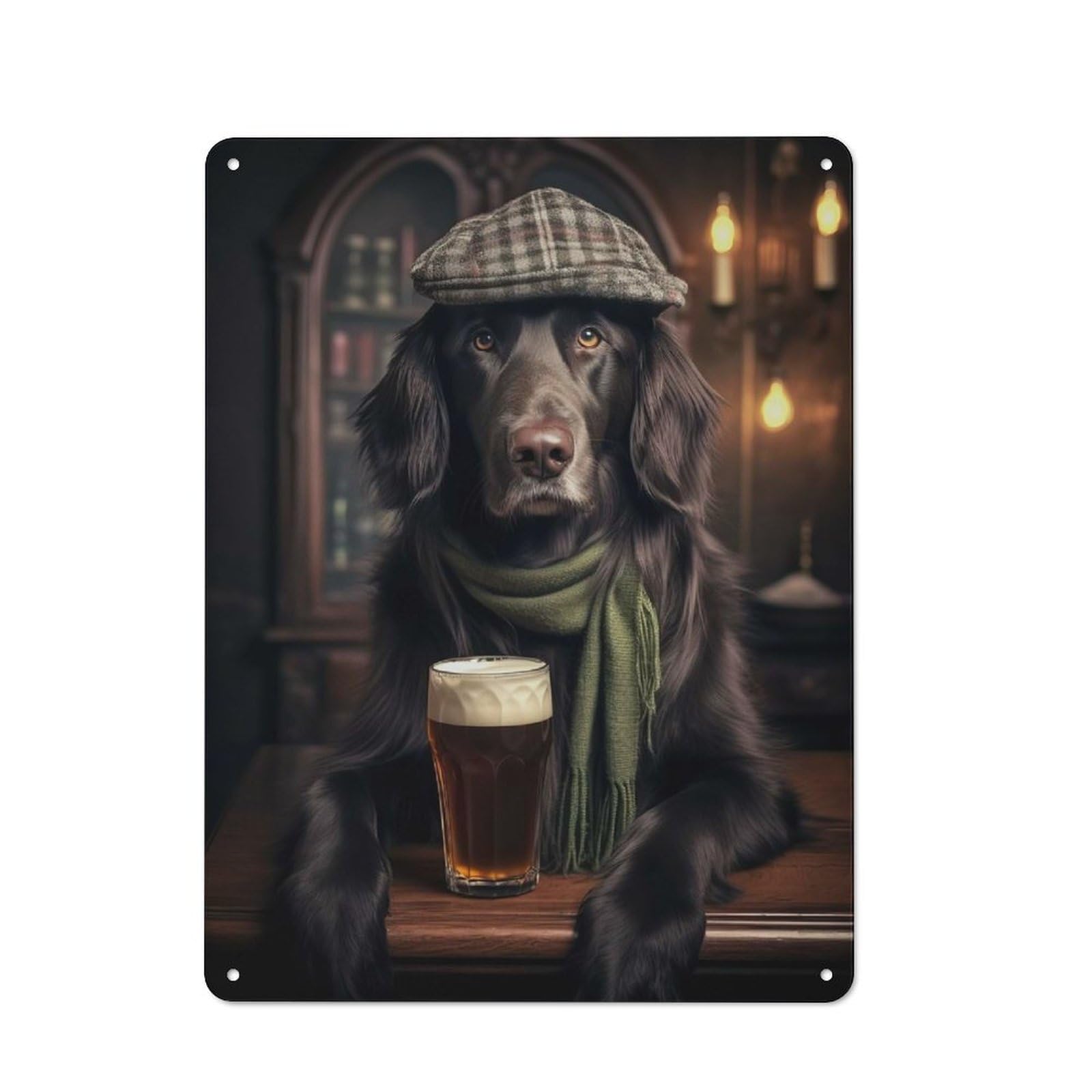 Junmoney Flat Coated Retriever Vintage Metal Wall Sign 40X30cm For Garage Or Workshop, For Metal Sign Collectors, For Garage And Workshop Walls
