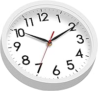 Vista 9 de AKCISOT Reloj de pared, moderno y pequeño, funciona con pilas, de 8 pulgadas, silencioso, analógico, clásico, para oficina, hogar, baño, cocina