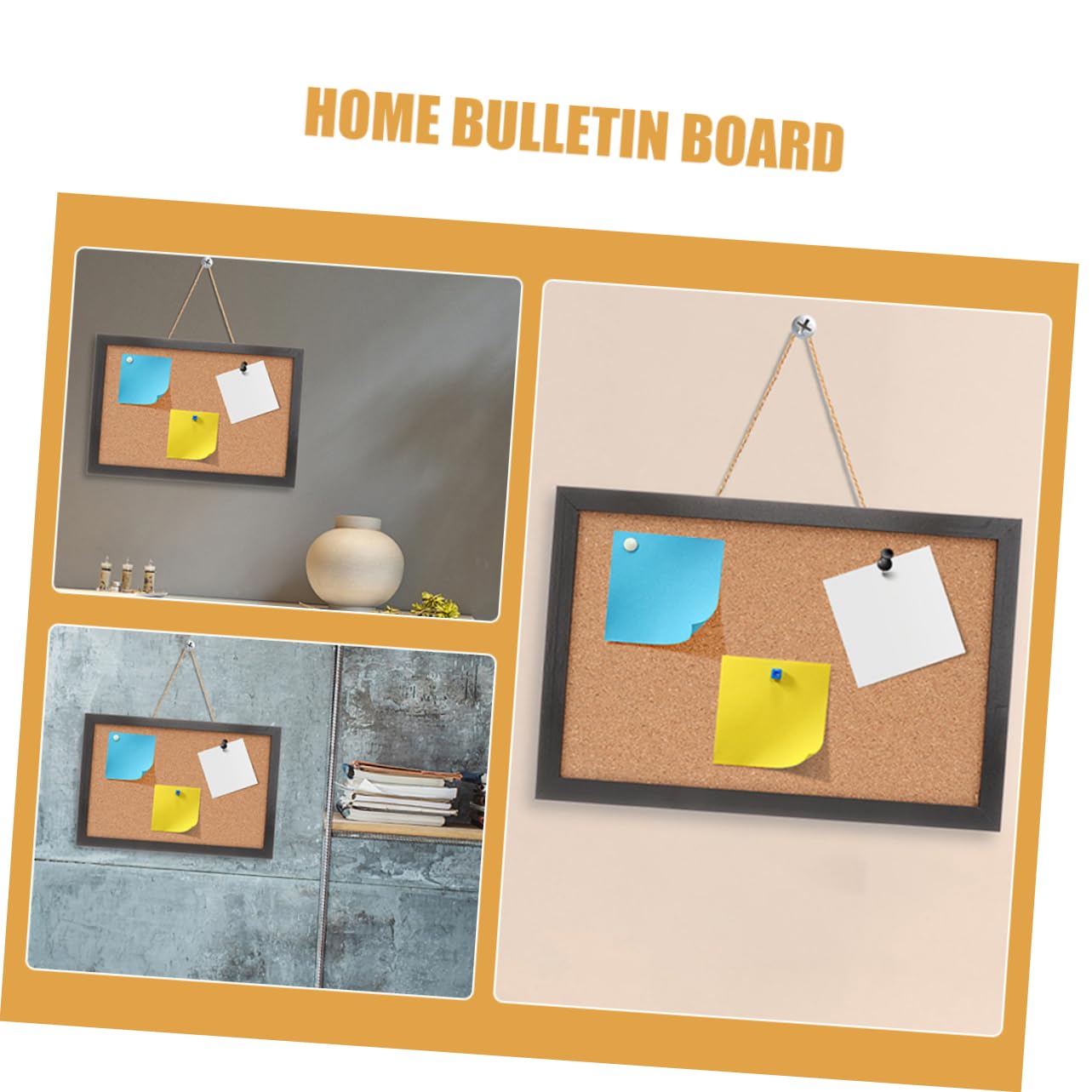 HOMSFOU Bacheca Sughero da Parete 2 Pezzi con Cornice in Legno, Elegante e Funzionale per Ufficio e Casa, per Esporre Appunti e Fotografie