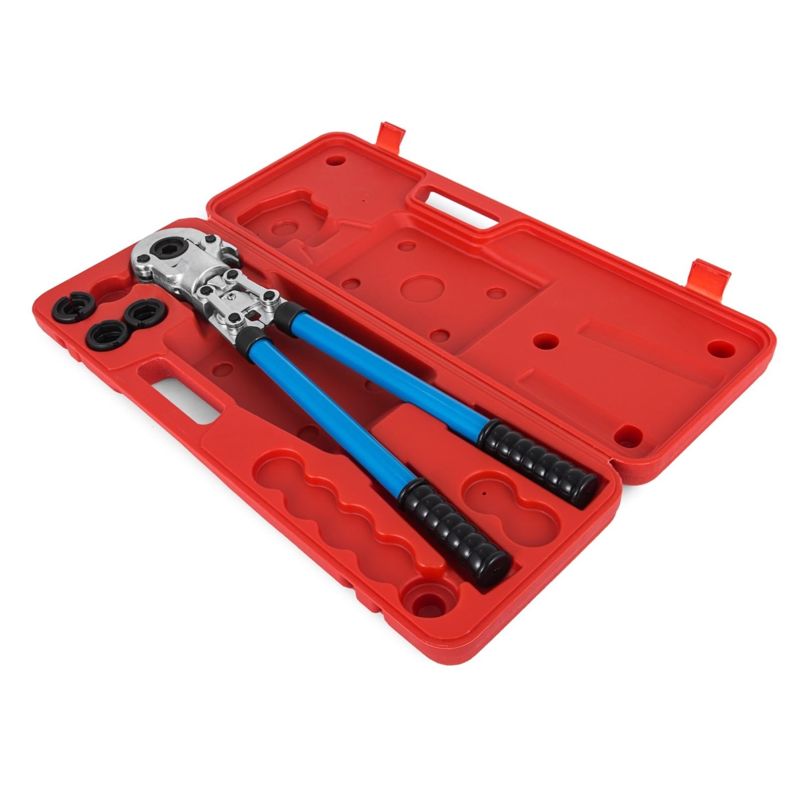 Smtyxs One Color Steel Pex Pipe Crimping Tools W/Th/U/V Type Dies Copper Multilayered Tube Crimper Plumbing Pressing Tongs Composite Kit Secure Crimping(Th16-32 4Dies)