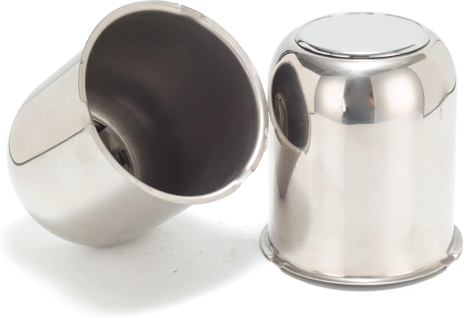2 Pcs 3.19" Push Through Wheel Center Caps for Truck Trailer RV - Stainless Steel+ABS Plastic Hub Caps (Fits 3.19" Bore, 3.62" Tall, Chrome)