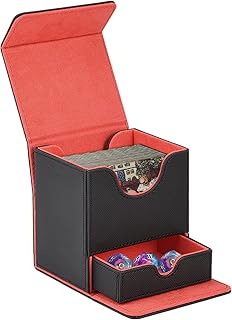 Ckbuity Magnetic Deck Box, MTG Card Sleeves, PU Leather Strong Magnetic Deck Box for 100+ Cards TCG CCG, Magic The Gathering Starter Kit for Mtg Playmat Uno Card Case(Black)