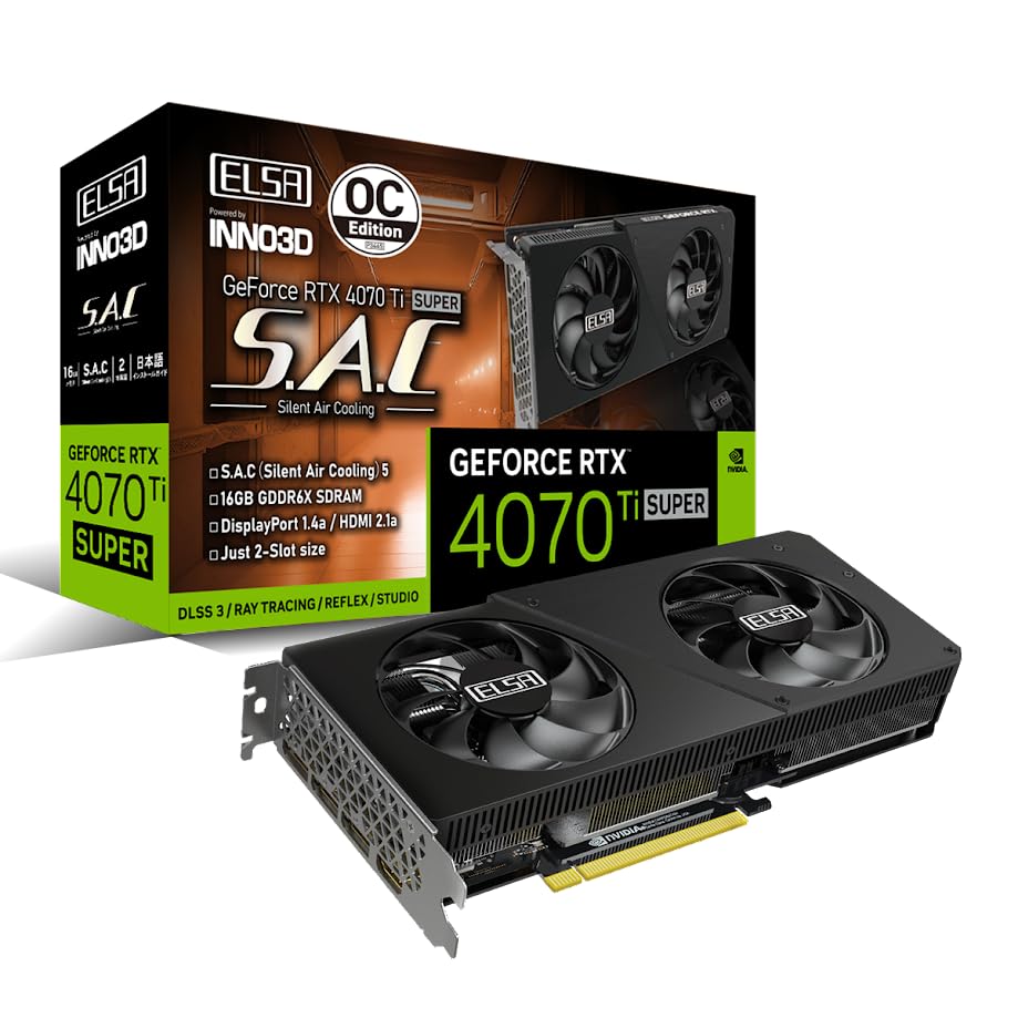 Amazon.co.jp: ELSA GeForce RTX 4070 Ti SUPER S.A.C OC Overclocking 