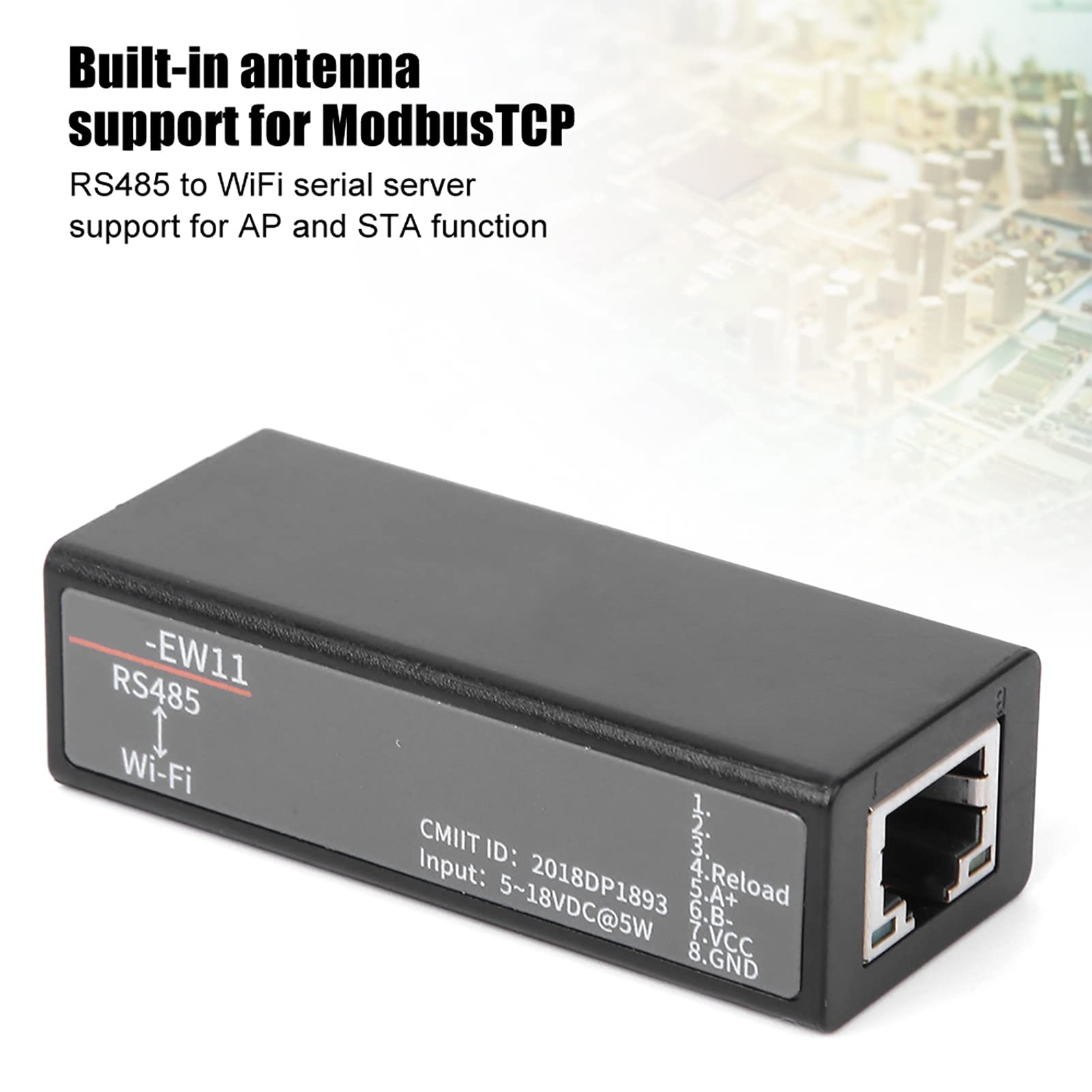 Servidor Serie a WIFI con Antena Incorporada, Módulo de Comunicación Inalámbrica Servidor de Dispositivo Serie con Interfaz RJ45, Servidor Serie Ethernet para Profesionales