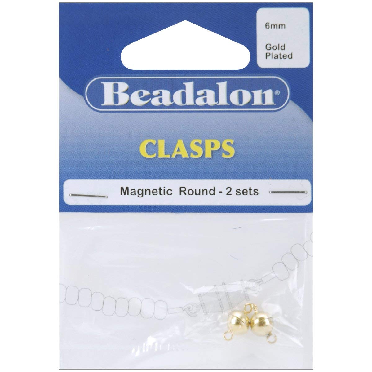 Beadalon Magnetic Clasps Round 6mm 2/Pkg-Gold-Plated