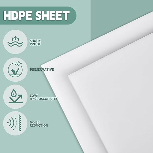 Miniatura 4 de 2 hojas blancas de polietileno de alta densidad de 12 pulgada de grosor, tamaño 12 x 24 pulgadas, láminas de plástico de polietileno de alta