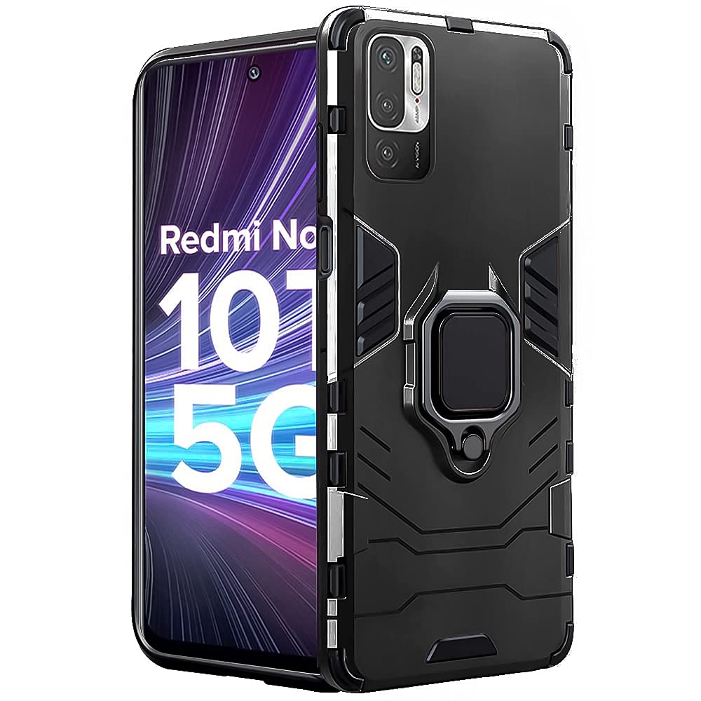 WOW IMAGINE Tough Armor Back Case Mobile Cover for Redmi Note 10T 5G | Poco M3 Pro 5G (Armored | Hybrid PC & TPU | Shock Proof 360 Degree Protection with Ring Holder Kickstand | Carbon Black) (B09B1C4GK3) Amazon Price History, Amazon Price Tracker